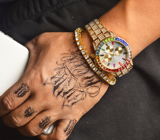 Luxury Men's Iced Out Watch.  Colorful Diamond & Steel