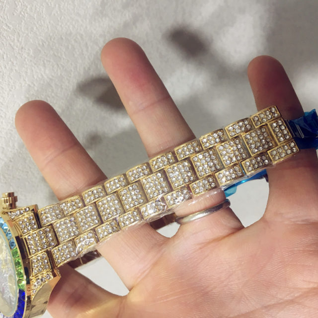 Luxury Men's Iced Out Watch.  Colorful Diamond & Steel