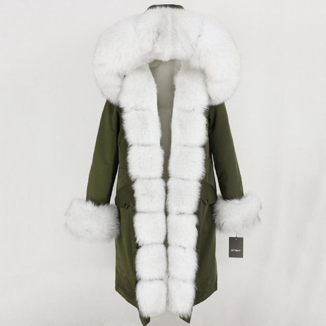 Women's Long Parka. Real Fur. Natural Fox Fur Hood. Winter Jacket