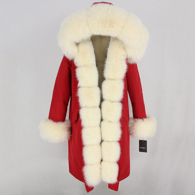 Women's Long Parka. Real Fur. Natural Fox Fur Hood. Winter Jacket