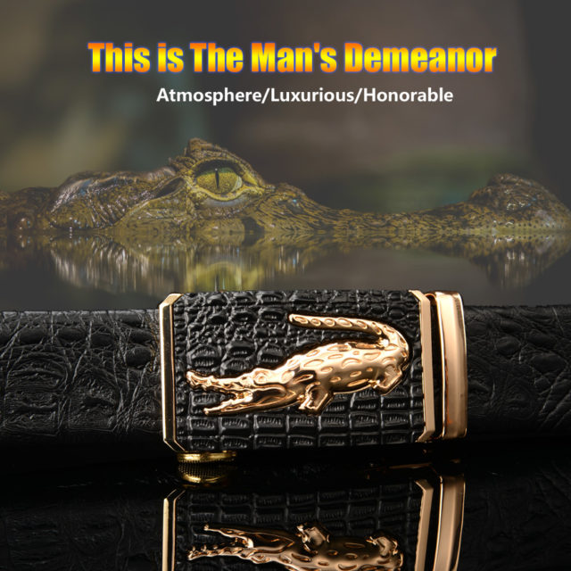 DESTINY Designer Belts Men High Quality Male Genuine Leather Strap Luxury Famous Brand Logo Crocodile Silver Gold Ceinture Homme