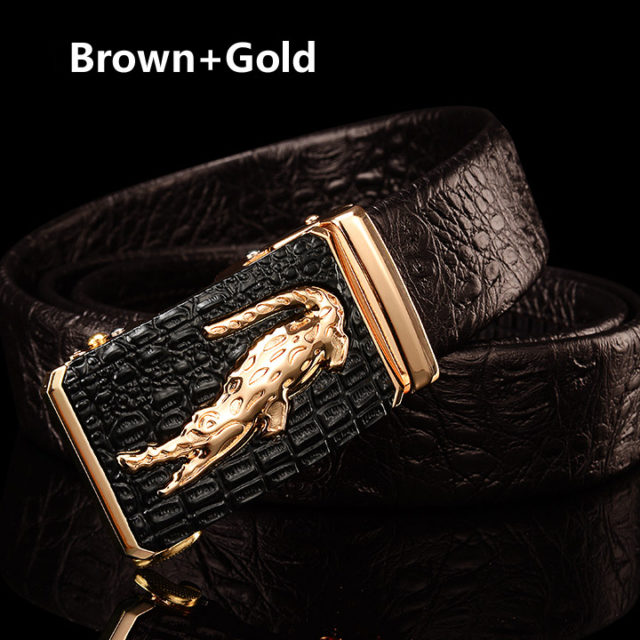 DESTINY Designer Belts Men High Quality Male Genuine Leather Strap Luxury Famous Brand Logo Crocodile Silver Gold Ceinture Homme