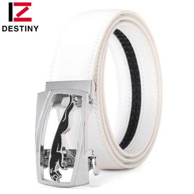 DESTINY New Designer Belts Men High Quality Leather Belt Luxury Famous Brand Male Genuine Leather Strap Automatic Buckle Leopard