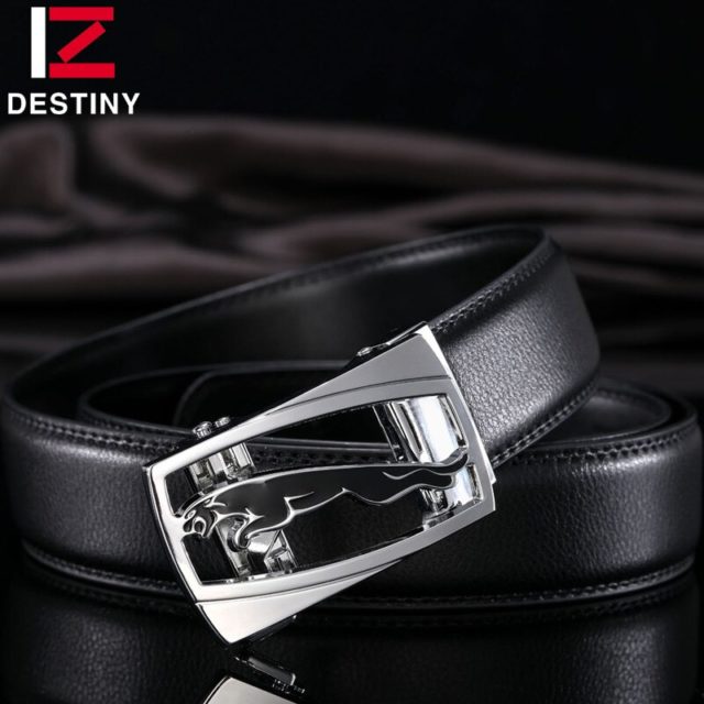 DESTINY New Designer Belts Men High Quality Leather Belt Luxury Famous Brand Male Genuine Leather Strap Automatic Buckle Leopard