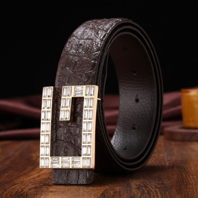 Luxury Men's Leather Belt.  Genuine Leather Strap. High Quality with 