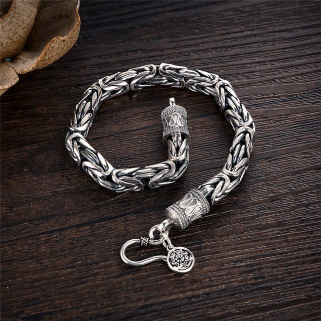 V.YA Real 925 Sterling Silver Dragon Bracelet for Men Male Vintage Heavy Bangles Bracelets Homme Silver Jewelry