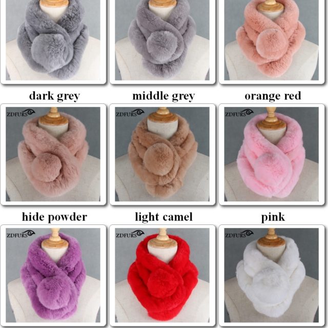 ZDFURS *Women's Real Fur Scarf High Quality Luxury Big Rex Rabbit Fur Scarves Thick Warm Winter Fashion Brand New Arrival