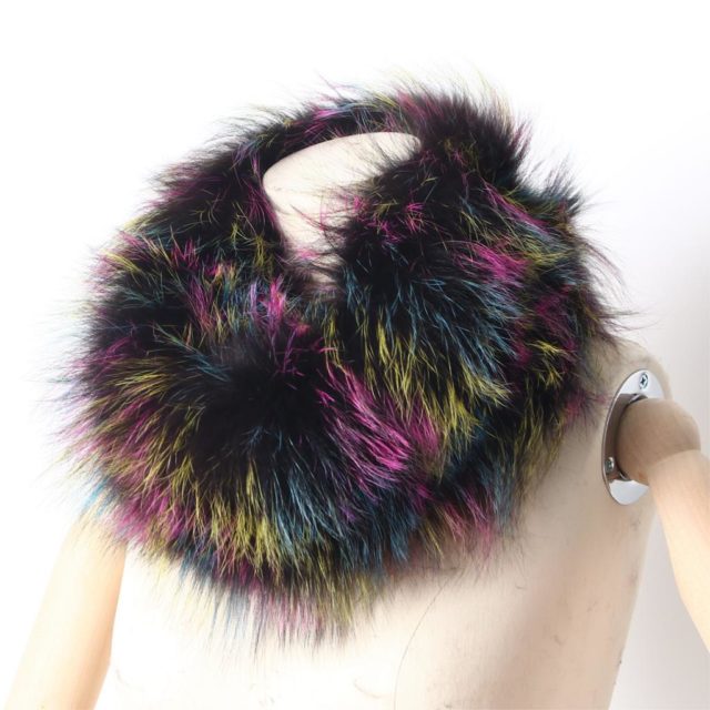 ZDFURS* 2018 New Women Fox Fur Scarf Snood Colorful Real Fur Wraps Silver Fox Fur Collars Scarves Multicolor Fashion Fur Shawls