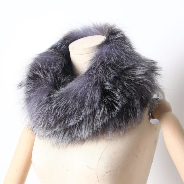 ZDFURS* 2018 New Women Fox Fur Scarf Snood Colorful Real Fur Wraps Silver Fox Fur Collars Scarves Multicolor Fashion Fur Shawls