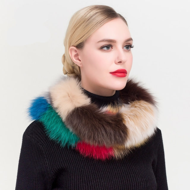 Women's Genuine Real Fox Fur Infinity Scarves