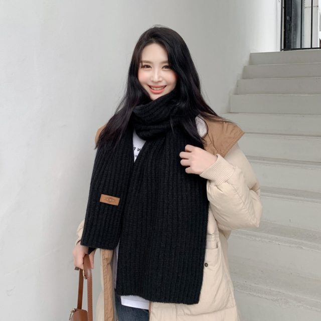 Sparsil Women Unisex Winter Cashmere Long Scarf Solid Coarse Wool Wraps Long Thick Warm Winter Knitted Scarves Shalws Female
