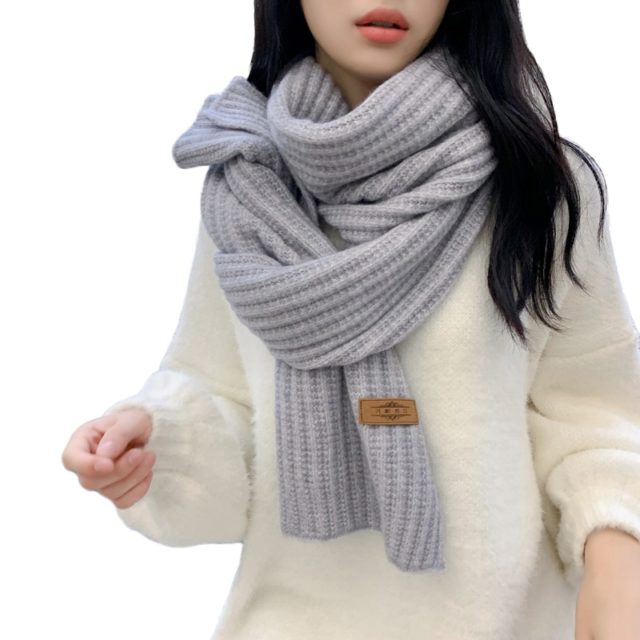 Sparsil Women Unisex Winter Cashmere Long Scarf Solid Coarse Wool Wraps Long Thick Warm Winter Knitted Scarves Shalws Female