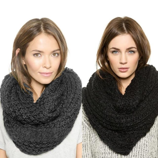 leo anvi crochet scarf infinity thick winter scarves women fashion Keep warm colorful unisex pattern tube ring scarf men