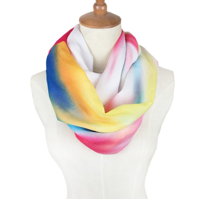 2019 ladies scarves women gradient scarf pattern thin chiffon foulard silk rainbow ring scarf Infinity summer bandana hijab
