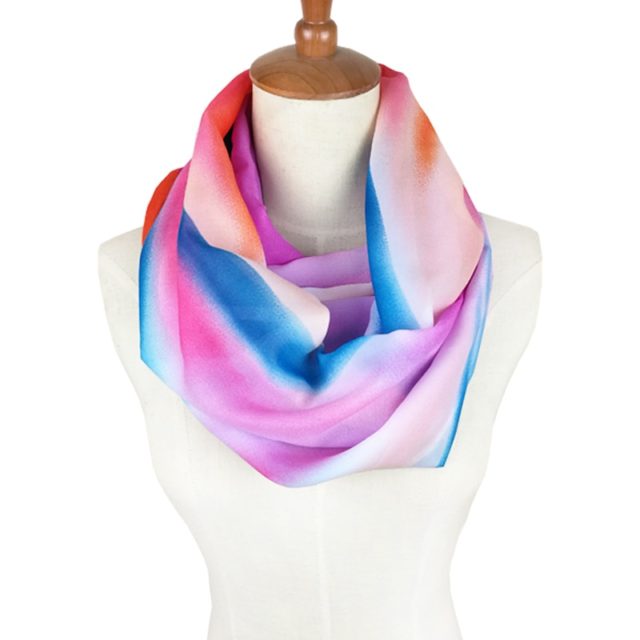 2019 ladies scarves women gradient scarf pattern thin chiffon foulard silk rainbow ring scarf Infinity summer bandana hijab