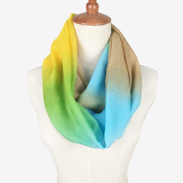 2019 ladies scarves women gradient scarf pattern thin chiffon foulard silk rainbow ring scarf Infinity summer bandana hijab