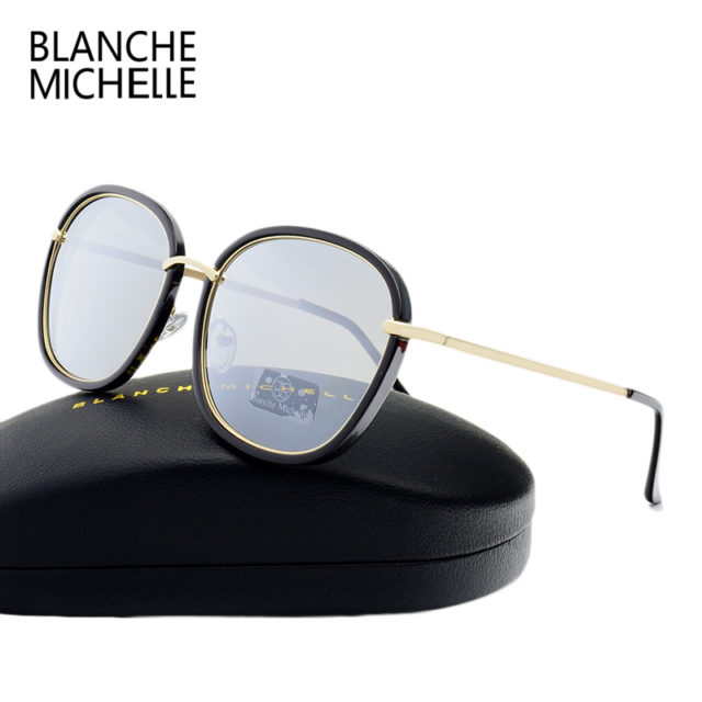 2019 High Quality Square Polarized Sunglasses Women Brand Designer UV400 Sun Glasses Gold Frame sunglass Mirror Pink With Box