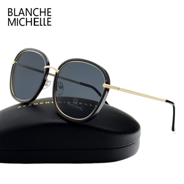 2019 High Quality Square Polarized Sunglasses Women Brand Designer UV400 Sun Glasses Gold Frame sunglass Mirror Pink With Box