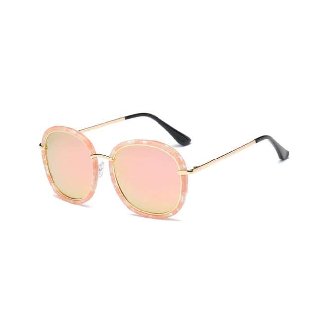 2019 High Quality Square Polarized Sunglasses Women Brand Designer UV400 Sun Glasses Gold Frame sunglass Mirror Pink With Box