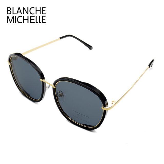 2019 High Quality Square Polarized Sunglasses Women Brand Designer UV400 Sun Glasses Gold Frame sunglass Mirror Pink With Box