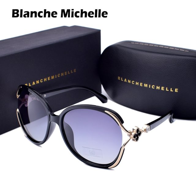Blanche Michelle 2019 Fashion Oversized Polarized Sunglasses Women UV400 Brand Gradient lens Sun Glasses oculos With Box