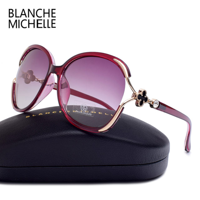 Blanche Michelle 2019 Fashion Oversized Polarized Sunglasses Women UV400 Brand Gradient lens Sun Glasses oculos With Box