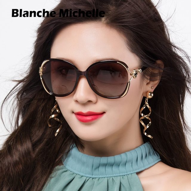 Blanche Michelle 2019 Fashion Oversized Polarized Sunglasses Women UV400 Brand Gradient lens Sun Glasses oculos With Box