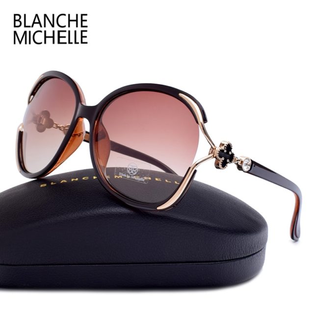 Blanche Michelle 2019 Fashion Oversized Polarized Sunglasses Women UV400 Brand Gradient lens Sun Glasses oculos With Box