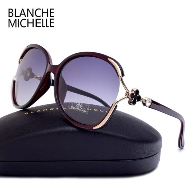 Blanche Michelle 2019 Fashion Oversized Polarized Sunglasses Women UV400 Brand Gradient lens Sun Glasses oculos With Box