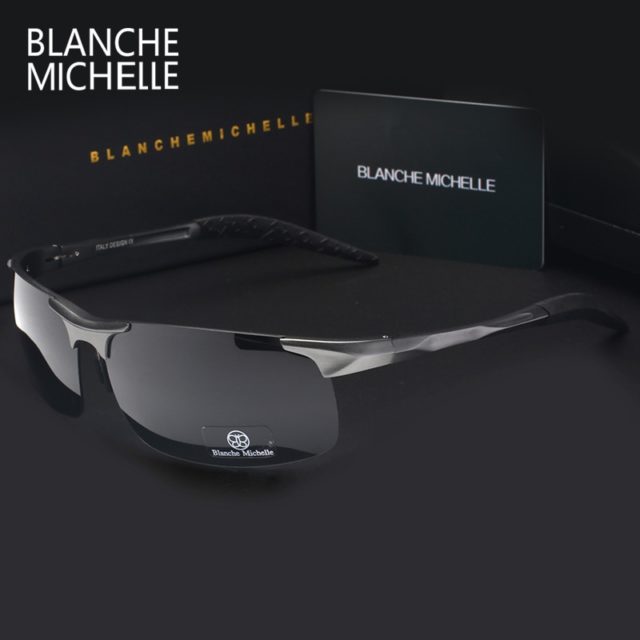 High Quality Ultra-light Aluminum Magnesium Sports Sunglasses Polarized Men UV400 Rectangle Gold Outdoor Drive Sun Glasses