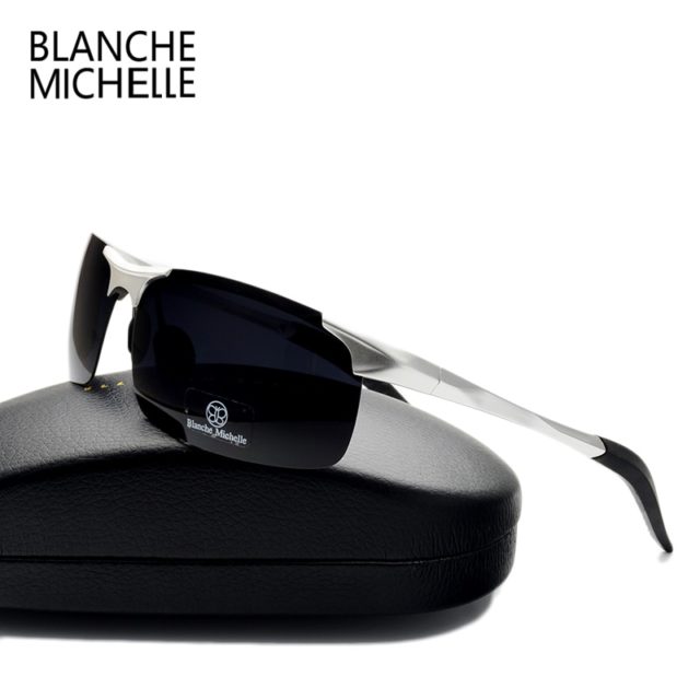 High Quality Ultra-light Aluminum Magnesium Sports Sunglasses Polarized Men UV400 Rectangle Gold Outdoor Drive Sun Glasses