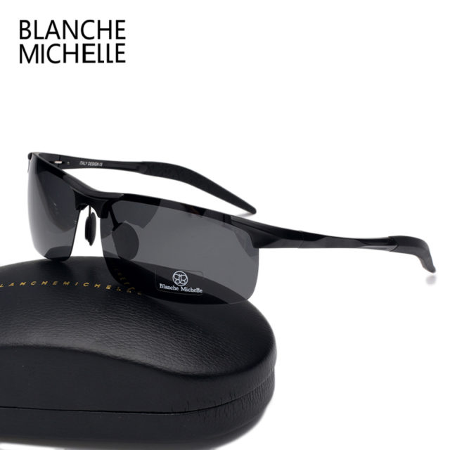 High Quality Ultra-light Aluminum Magnesium Sports Sunglasses Polarized Men UV400 Rectangle Gold Outdoor Drive Sun Glasses