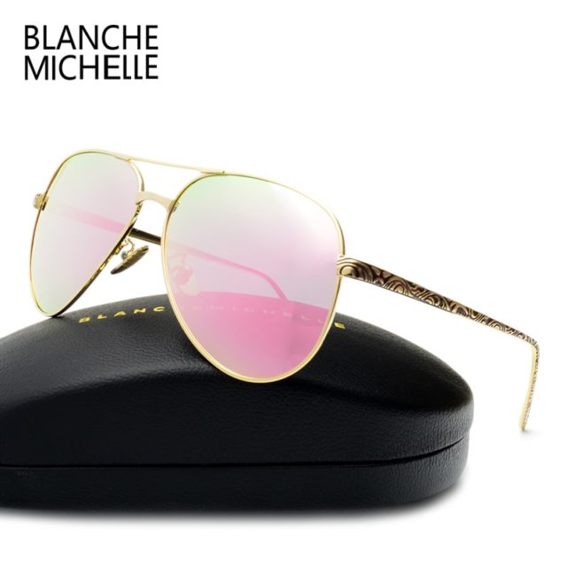 2019 High Quality Pilot Sunglasses Women Polarized UV400 Sunglass Mirror Sun Glasses Brand Designer Pink Lens With Original Box