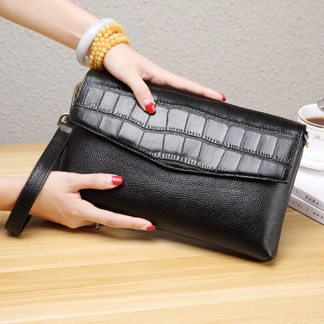 Candy Colors Bag Wristlet Soft Genuine Leather Evening Day Clutch Wallet Brands Ladies Wristlet Female Purse Party bag gifts