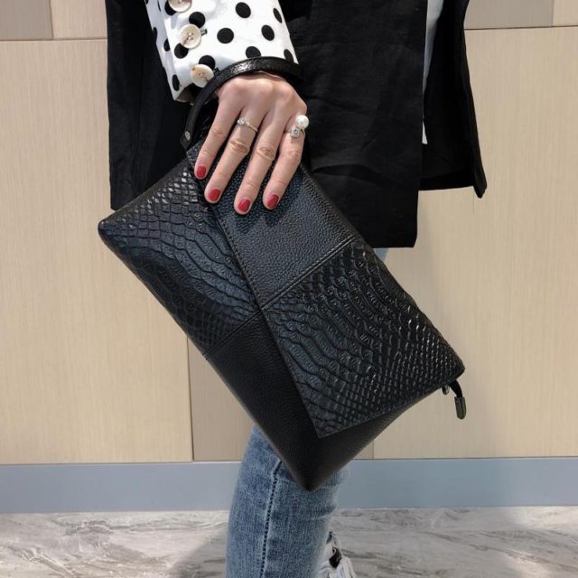 Fashion Women Clutch Bag Elegant Genuine Leather Female Envelope Bag Clutch Evening Bag Female Clutches Ladies Handbag Dropship