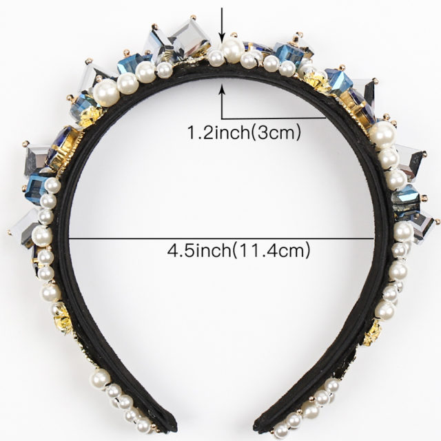 CN Baroque Rhinestone Jeweled Hairband For Women Elegant Velvet Ladies Crystal Pearl Sponge Headbands Girls Hair Accessories