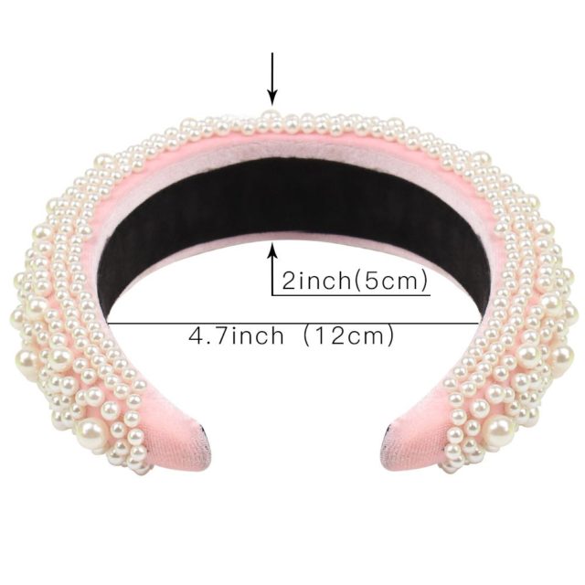 CN Baroque Rhinestone Jeweled Hairband For Women Elegant Velvet Ladies Crystal Pearl Sponge Headbands Girls Hair Accessories