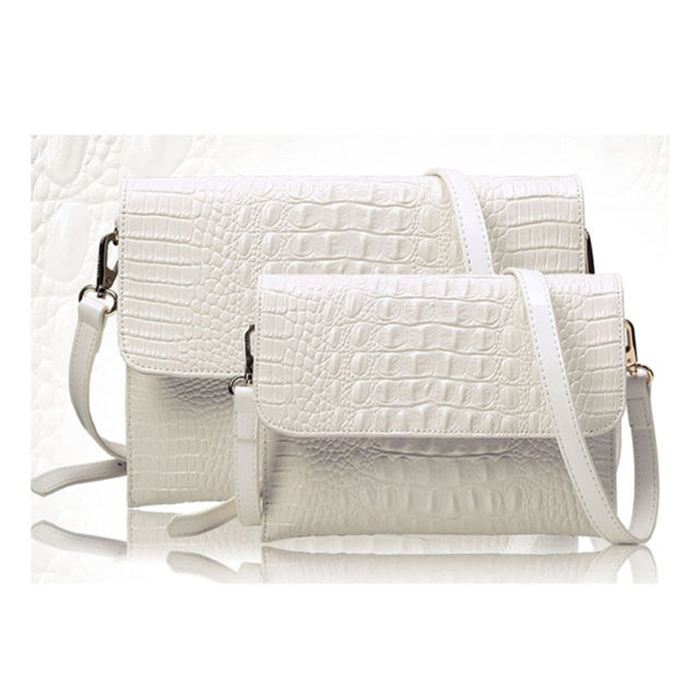Women Envelope Evening Clutch Bags White Crocodile Pattern Lady Genuine Leather Shoulder Bags Crossbody Purses & Handbags A052