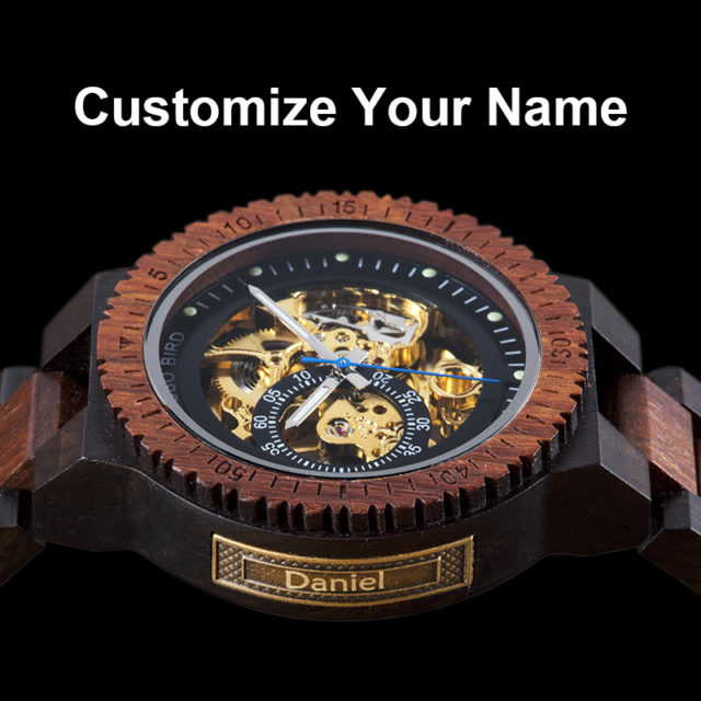 Automatic Mechanical BOBO BIRD Wood Watch Men Luxury Wooden Wristwatch Forsining personalise Gift Dad relogio masculino de luxo
