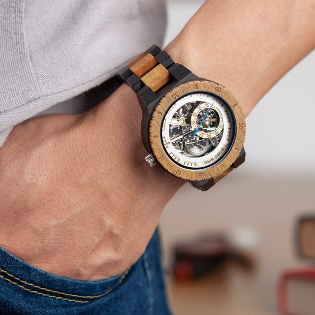 Automatic Mechanical BOBO BIRD Wood Watch Men Luxury Wooden Wristwatch Forsining personalise Gift Dad relogio masculino de luxo