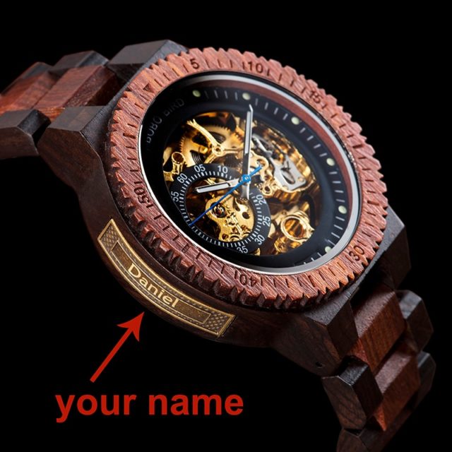 Automatic Mechanical BOBO BIRD Wood Watch Men Luxury Wooden Wristwatch Forsining personalise Gift Dad relogio masculino de luxo