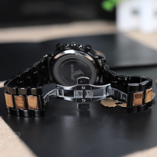BOBO BIRD P09 Wood and Stainless Steel Watches Mens Chronograph Wristwatches Luminous Hands Stop Watch dropshipping