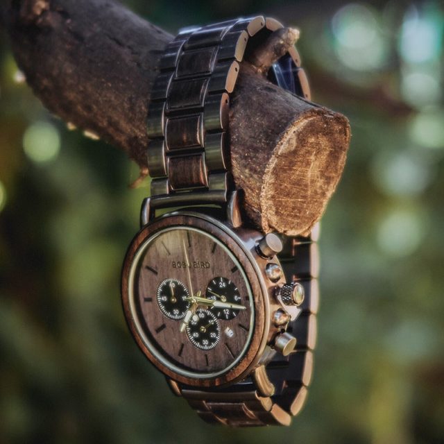 BOBO BIRD P09 Wood and Stainless Steel Watches Mens Chronograph Wristwatches Luminous Hands Stop Watch dropshipping