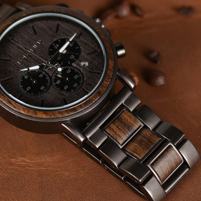 BOBO BIRD P09 Wood and Stainless Steel Watches Mens Chronograph Wristwatches Luminous Hands Stop Watch dropshipping
