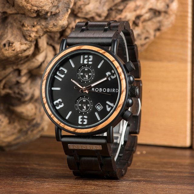 BOBO BIRD relogio masculino Watch Men Wood Chronograph Wristwatches Male Top Brand Luxury Military Stainless Steel  Grooms Gift