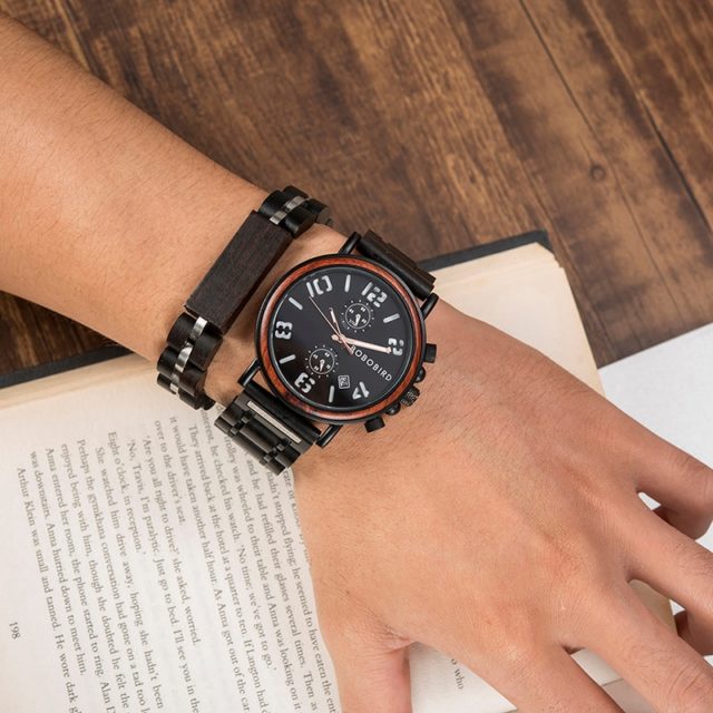 BOBO BIRD relogio masculino Watch Men Wood Chronograph Wristwatches Male Top Brand Luxury Military Stainless Steel  Grooms Gift