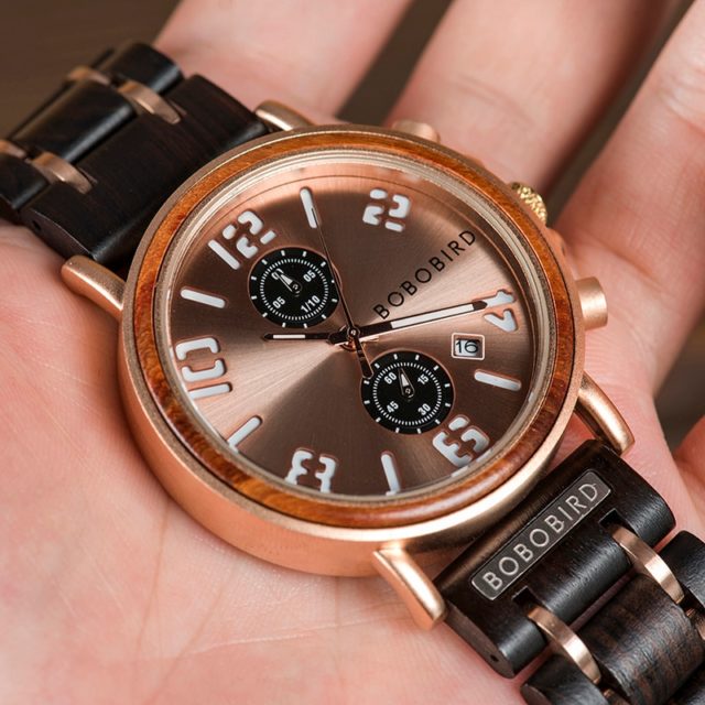 BOBO BIRD relogio masculino Watch Men Wood Chronograph Wristwatches Male Top Brand Luxury Military Stainless Steel  Grooms Gift