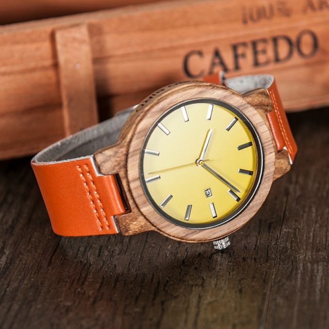 BOBO BIRD O09 Wood Wristwatch Men Color Leather Quartz Watch with Date Display relogio para as mulheres