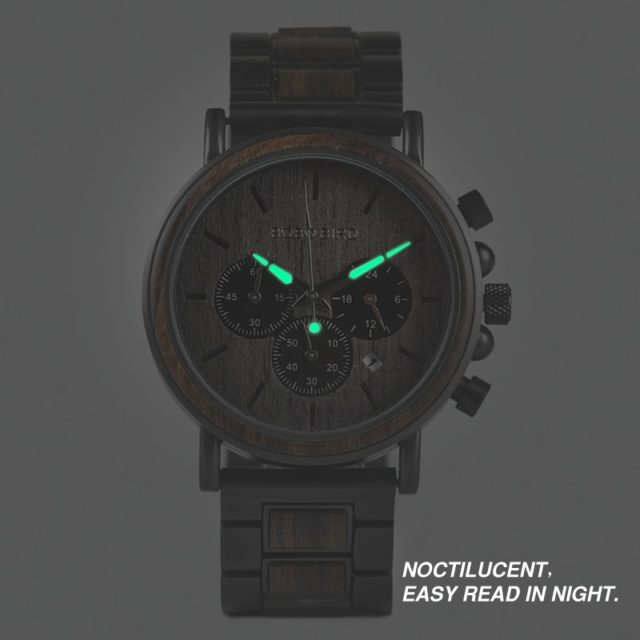 BOBO BIRD Chronograph Men Watch Wooden Brand Luxury Metal Clock montre design homme