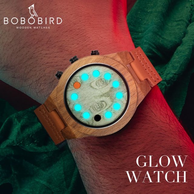 horloges mannen BOBO BIRD Men Wood Watch LED Luminous Glow In Dark Handmade Genuine Leather Wristwatch montre homme 2019